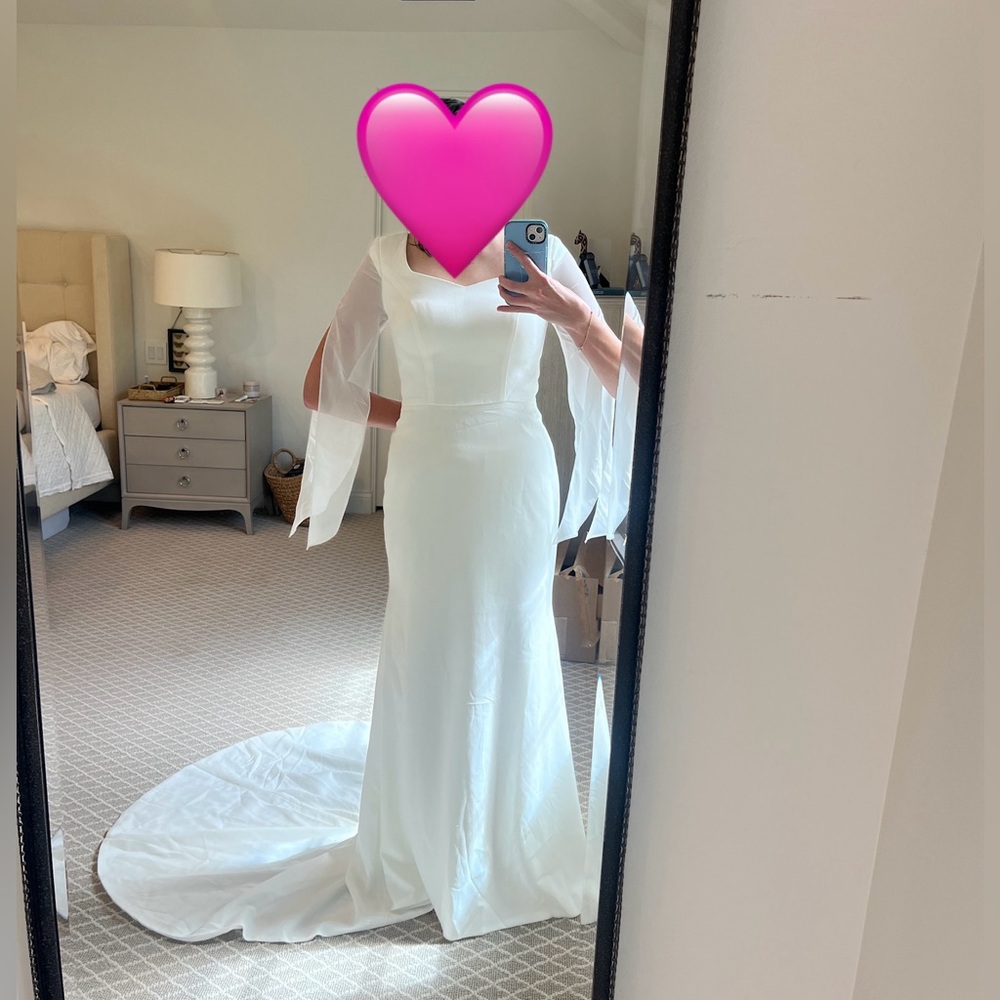 NEW✨ Moonlight Wedding Dress / Crepe dress w chiffon sleeves / Modest / Fits sz6 - Picture 9 of 11